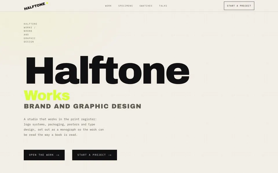 Designer portfolio screenshot