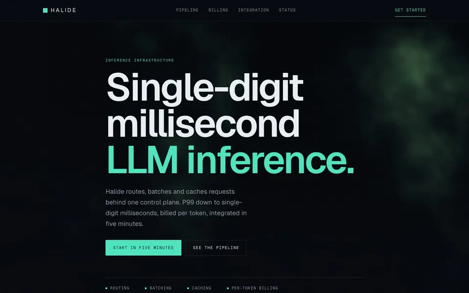 AI infrastructure product page first-screen screenshot