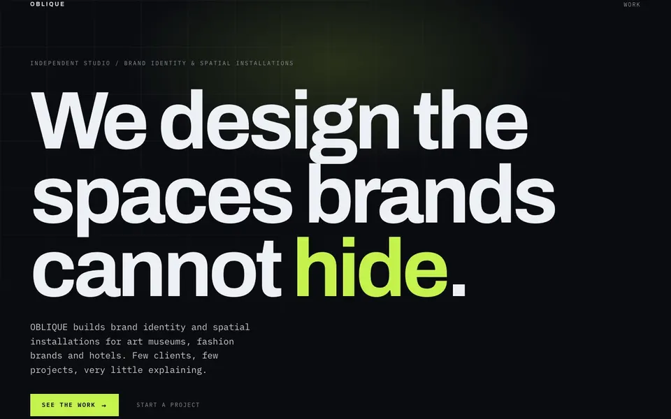 Creative studio homepage first-screen screenshot