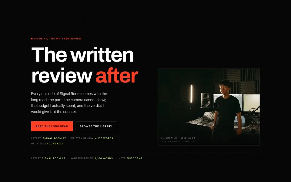 Tech creator homepage screenshot