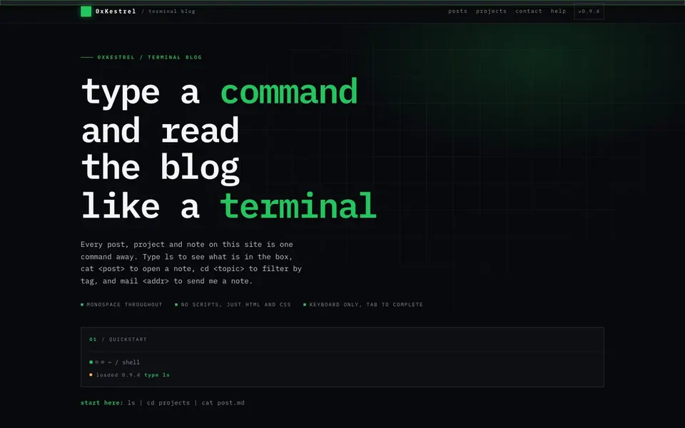 Terminal-style dev blog screenshot
